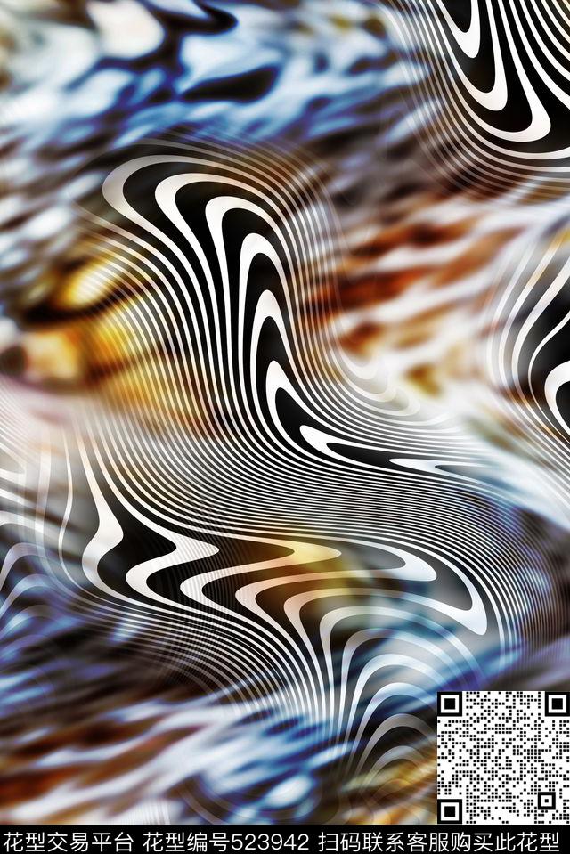大气女装动物云纹流动线条数码印花华亿平台下载（图片编号: 523942） - 瓦栏（Walan）