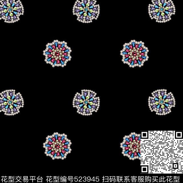 3D效果宝石花朵大牌数码印花华亿平台下载（图片编号: 523945） - 瓦栏（Walan）