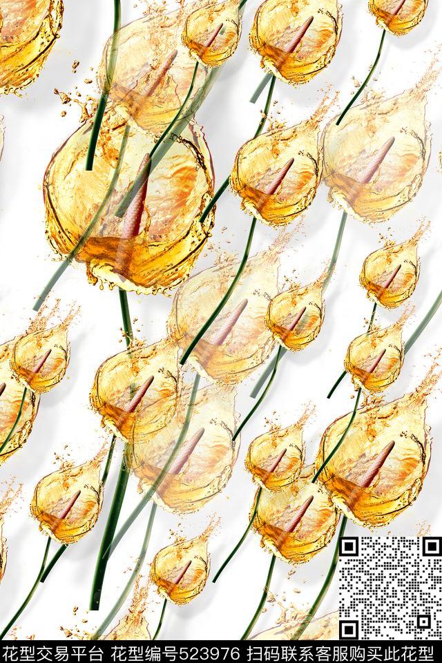 休闲植物草数码印花华亿平台下载（图片编号: 523976） - 瓦栏（Walan）