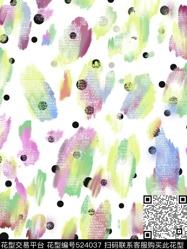 时尚流行抽象抽象写意优雅小清新数码印花华亿平台下载（图片编号: 524037） - 瓦栏（Walan）