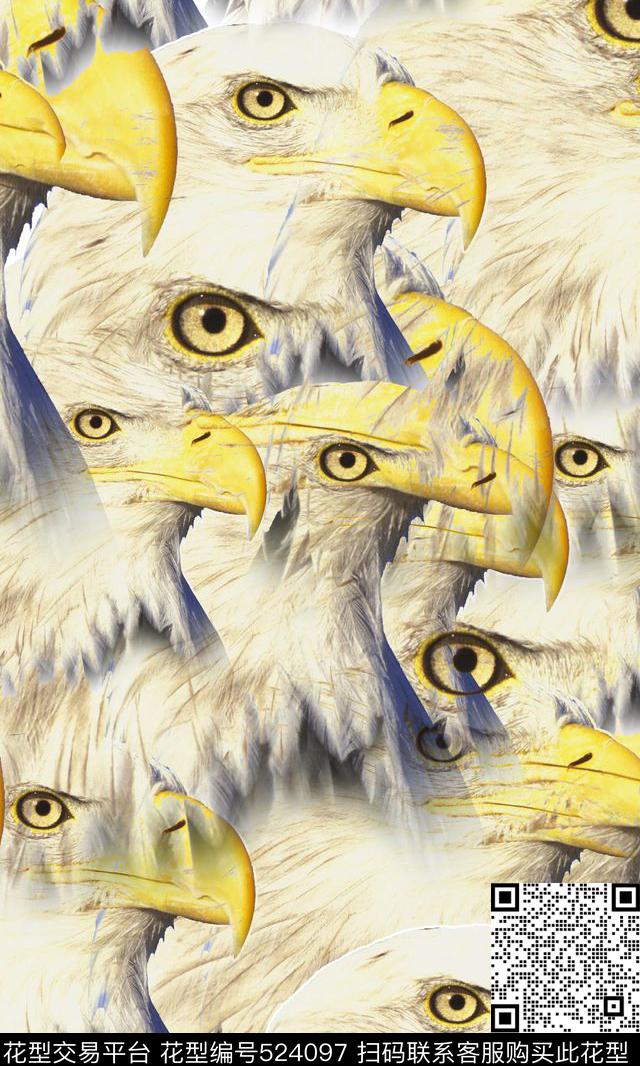 简约时尚鸟鸟的脑袋数码印花华亿平台下载（图片编号: 524097） - 瓦栏（Walan）