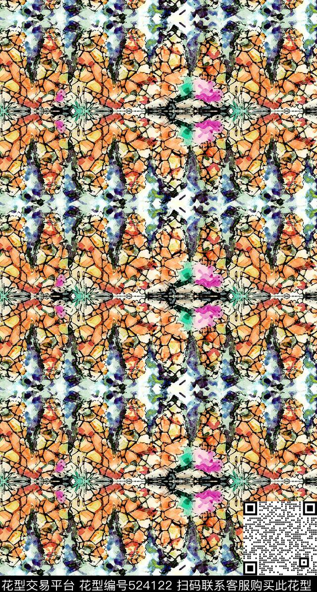 水墨朦胧条子数码印花华亿平台下载（图片编号: 524122） - 瓦栏（Walan）