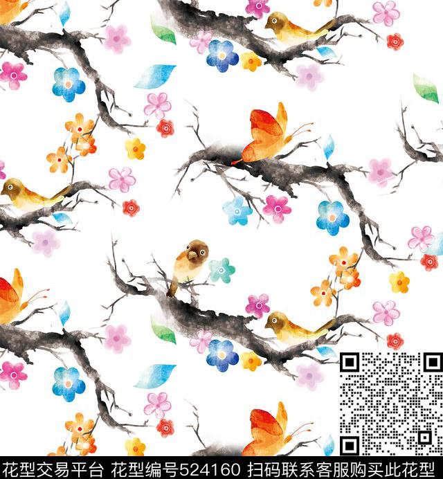 笔触长裙动物数码印花华亿平台下载（图片编号: 524160） - 瓦栏（Walan）