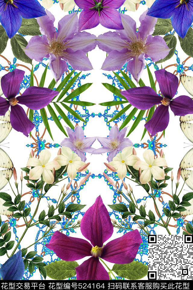 MAX-定位欧美民族风几何链条腰果蝴蝶数码印花华亿平台下载（图片编号: 524164） - 瓦栏（Walan）