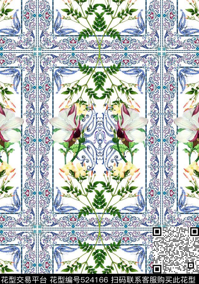 韩国MAX-定位欧美民族风几何腰果数码印花华亿平台下载（图片编号: 524166） - 瓦栏（Walan）