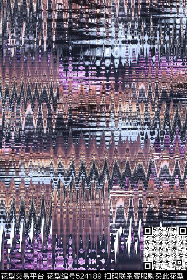 波浪抽象民族风数码印花华亿平台下载（图片编号: 524189） - 瓦栏（Walan）