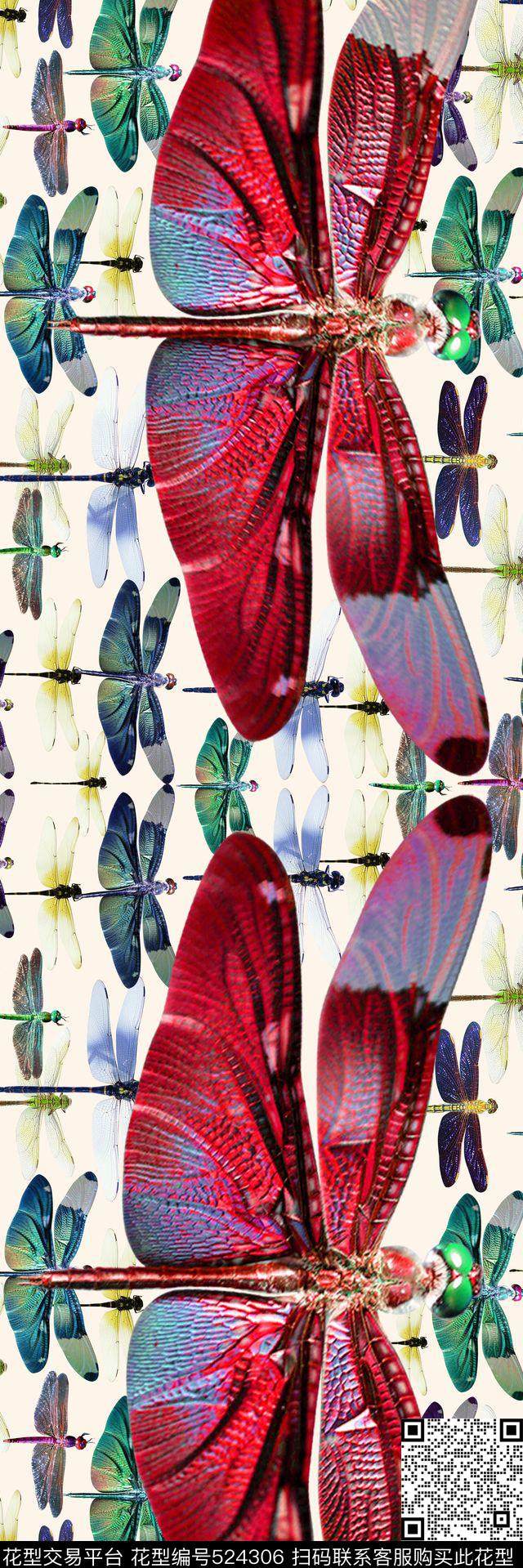 数码围巾蜻蜓数码昆虫围巾数码印花华亿平台下载（图片编号: 524306） - 瓦栏（Walan）