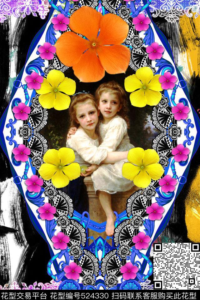 MAX-定位欧美民族风菱形几何花中姐妹蕾丝数码印花华亿平台下载（图片编号: 524330） - 瓦栏（Walan）