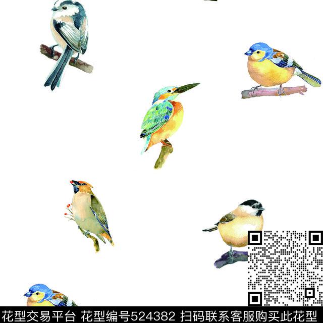 潮流时尚动物鸟传统印花华亿平台下载（图片编号: 524382） - 瓦栏（Walan）