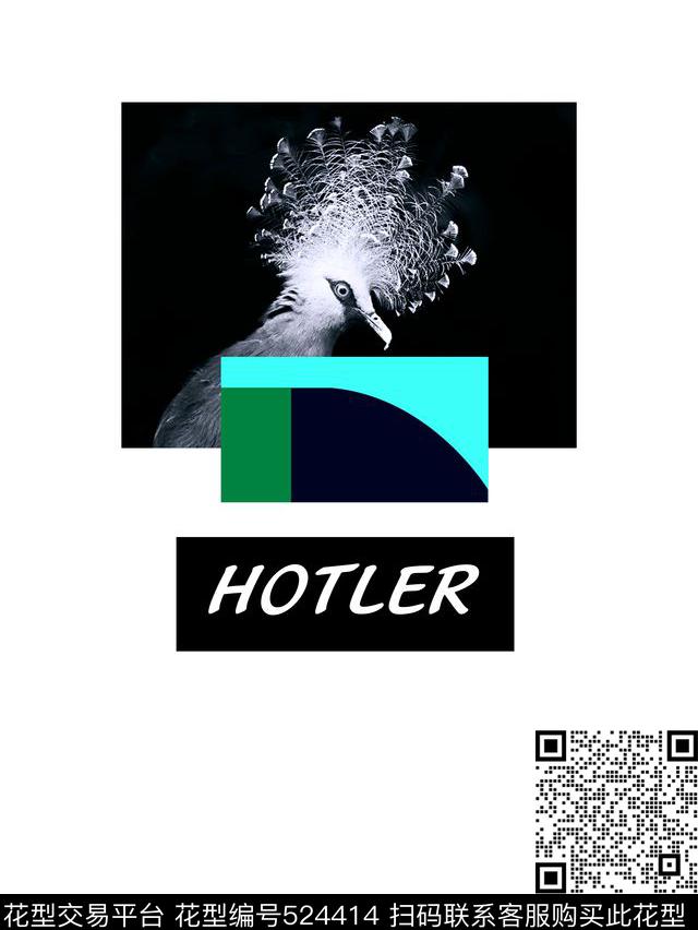 流行时尚鹦鹉英文传统印花华亿平台下载（图片编号: 524414） - 瓦栏（Walan）