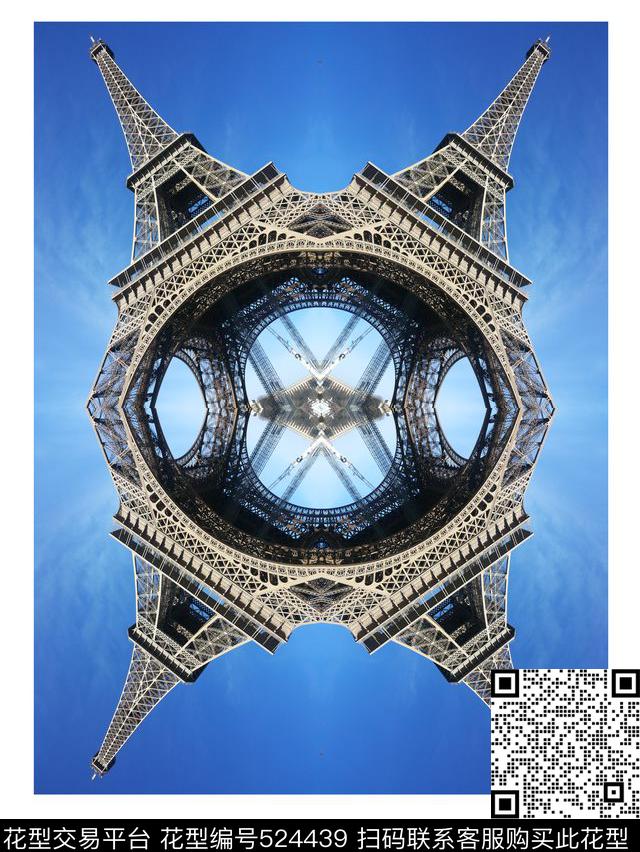 复古埃菲尔铁塔定位数码印花华亿平台下载（图片编号: 524439） - 瓦栏（Walan）