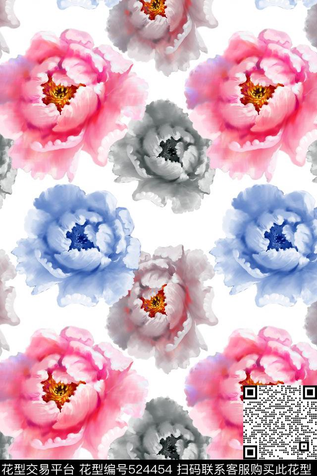 电脑绘画高贵花卉数码印花华亿平台下载（图片编号: 524454） - 瓦栏（Walan）