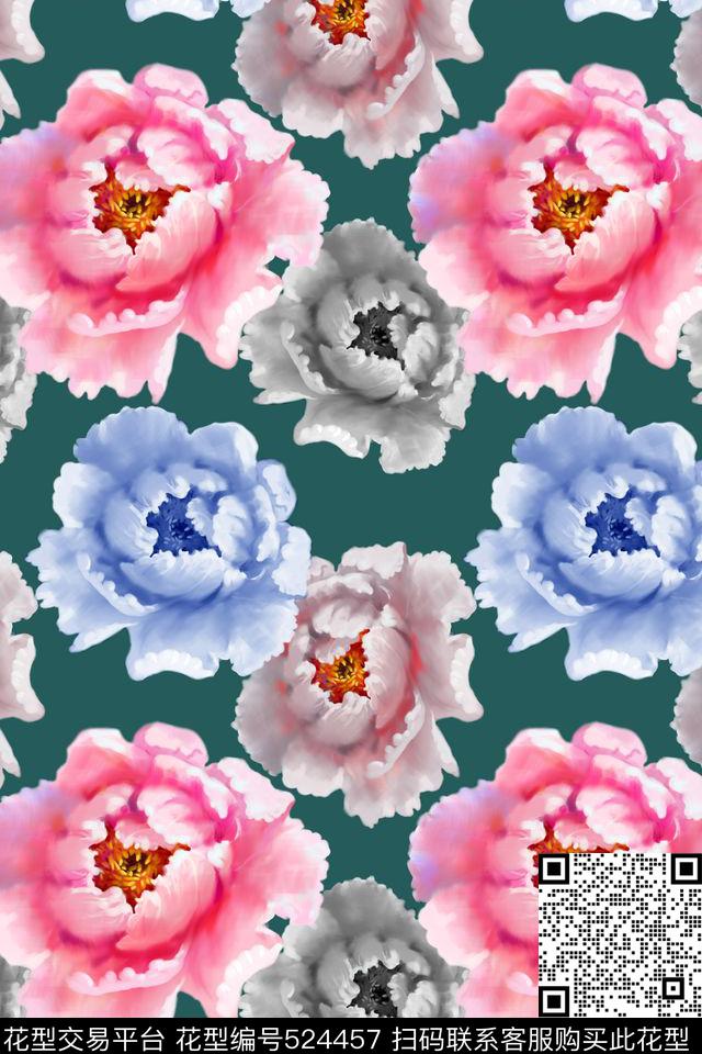 电脑绘画高贵花卉数码印花华亿平台下载（图片编号: 524457） - 瓦栏（Walan）
