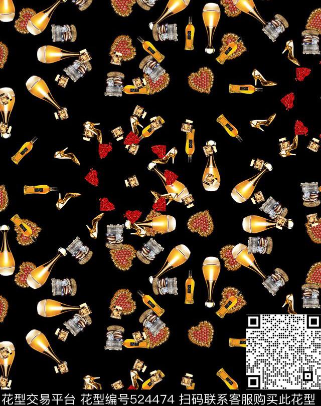 潮流时尚复古个性珠宝印花数码印花华亿平台下载（图片编号: 524474） - 瓦栏（Walan）