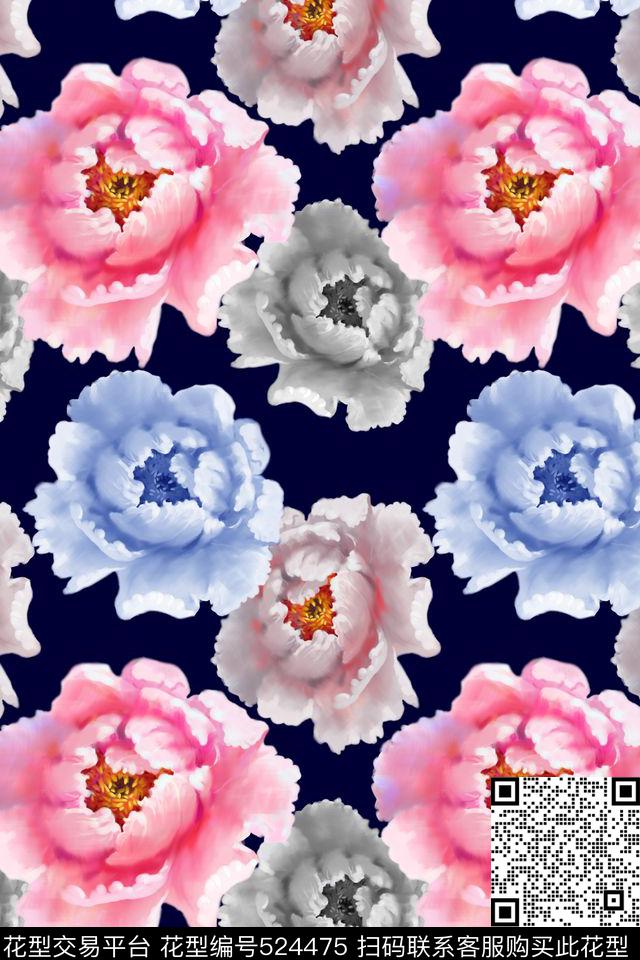电脑绘画高贵花卉数码印花华亿平台下载（图片编号: 524475） - 瓦栏（Walan）