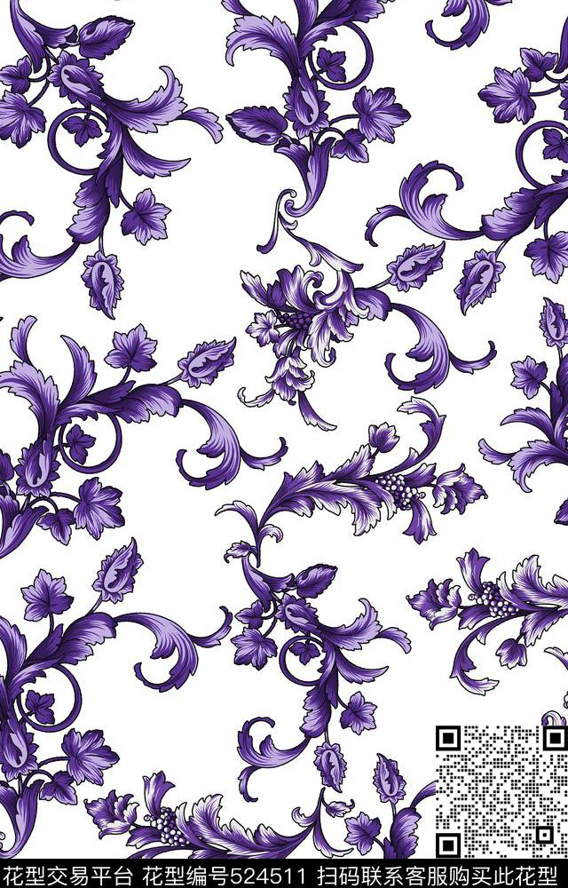 欧式宫廷花纹数码印花华亿平台下载（图片编号: 524511） - 瓦栏（Walan）