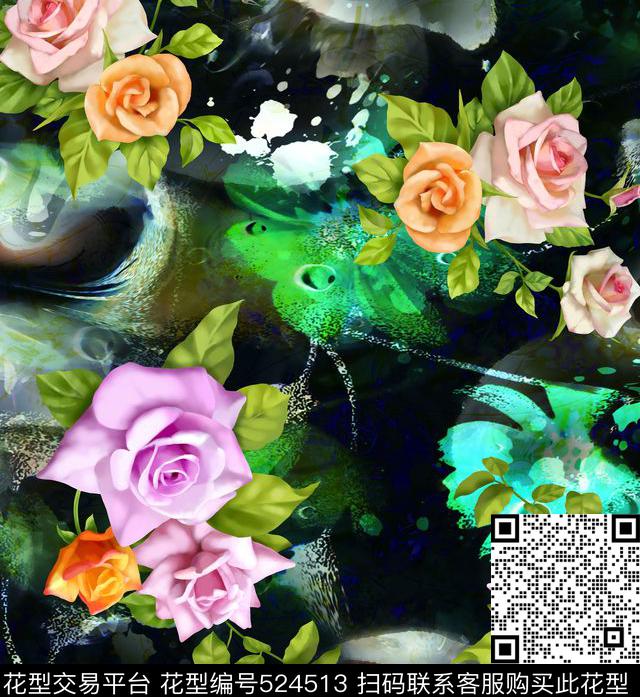 花数码印花华亿平台下载（图片编号: 524513） - 瓦栏（Walan）