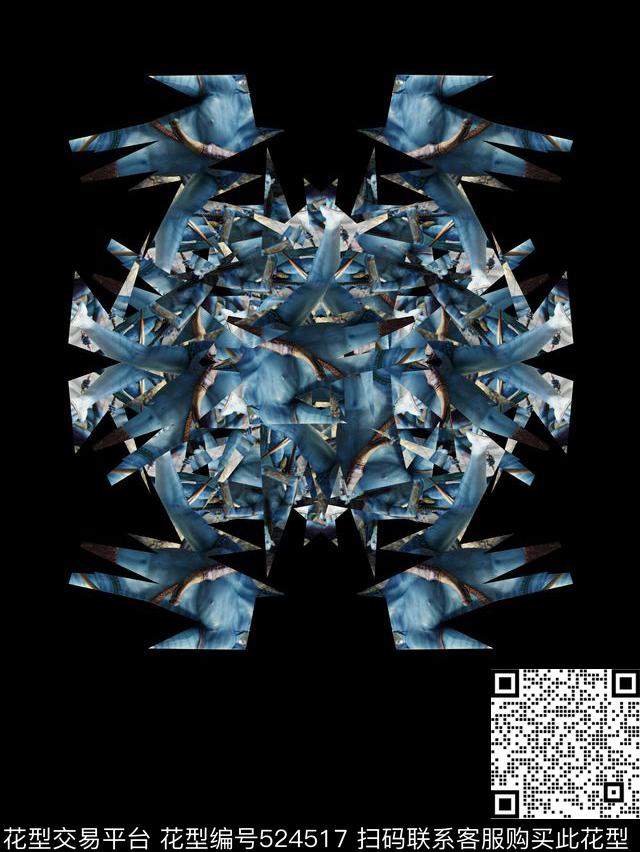 潮流复古抽象数码印花华亿平台下载（图片编号: 524517） - 瓦栏（Walan）