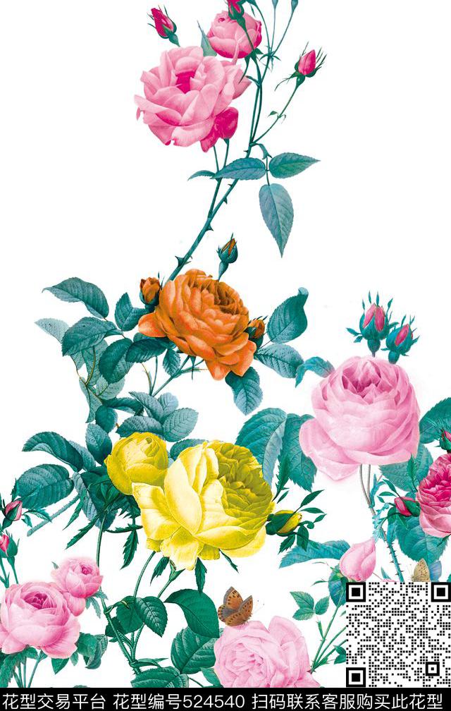原创植物优雅数码印花华亿平台下载（图片编号: 524540） - 瓦栏（Walan）