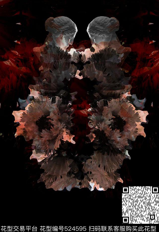 T恤卫衣数码印花潮流时尚抽象花卉数码印花华亿平台下载（图片编号: 524595） - 瓦栏（Walan）