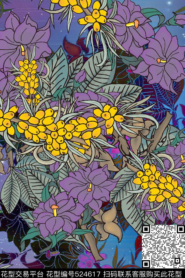 花卉民族风女装数码印花华亿平台下载（图片编号: 524617） - 瓦栏（Walan）