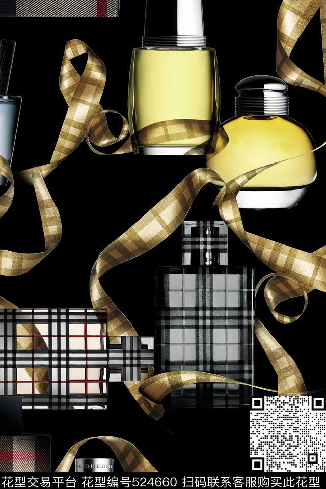 时尚香水瓶丝带数码印花华亿平台下载（图片编号: 524660） - 瓦栏（Walan）