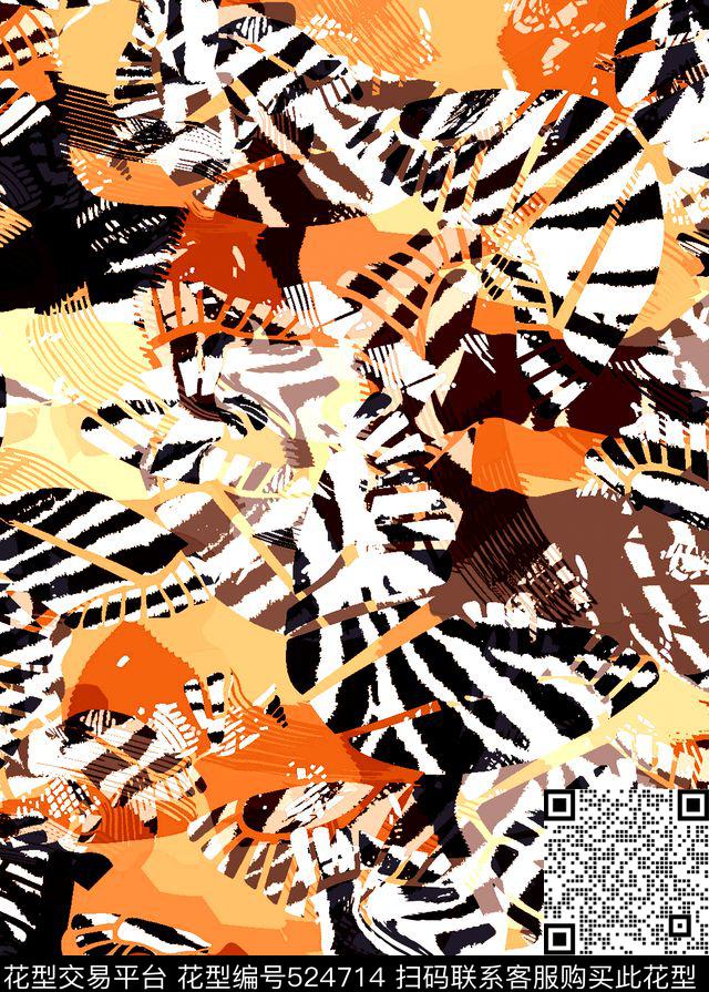斑马纹动物纹条纹数码印花华亿平台下载（图片编号: 524714） - 瓦栏（Walan）