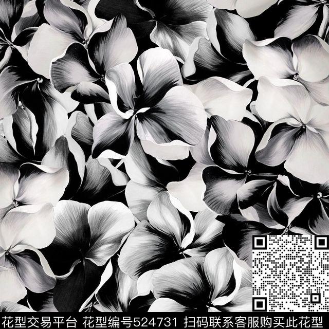 大牌花卉花瓣手绘传统印花华亿平台下载（图片编号: 524731） - 瓦栏（Walan）