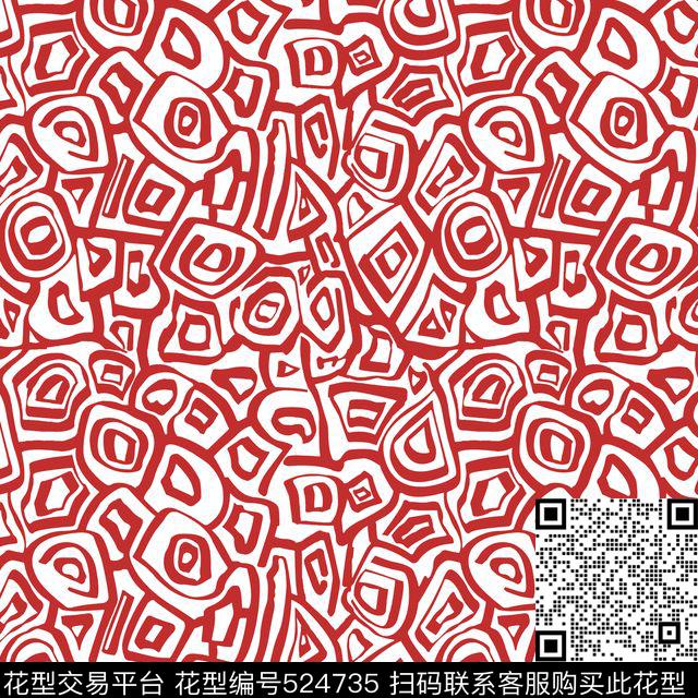 潮流几何抽象满版单色传统印花华亿平台下载（图片编号: 524735） - 瓦栏（Walan）