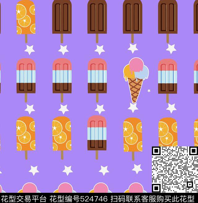冰淇凌可爱甜美雪糕传统印花华亿平台下载（图片编号: 524746） - 瓦栏（Walan）