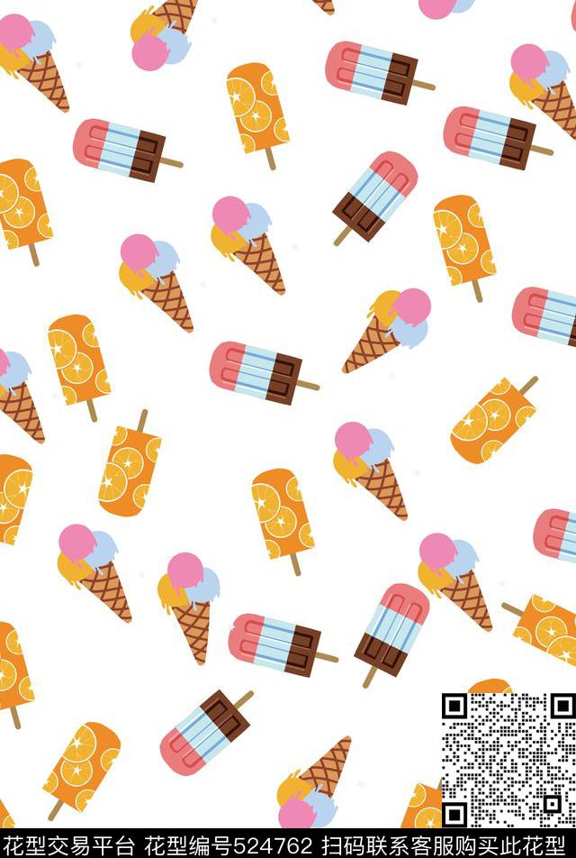 冰激淋可爱甜美雪糕传统印花华亿平台下载（图片编号: 524762） - 瓦栏（Walan）