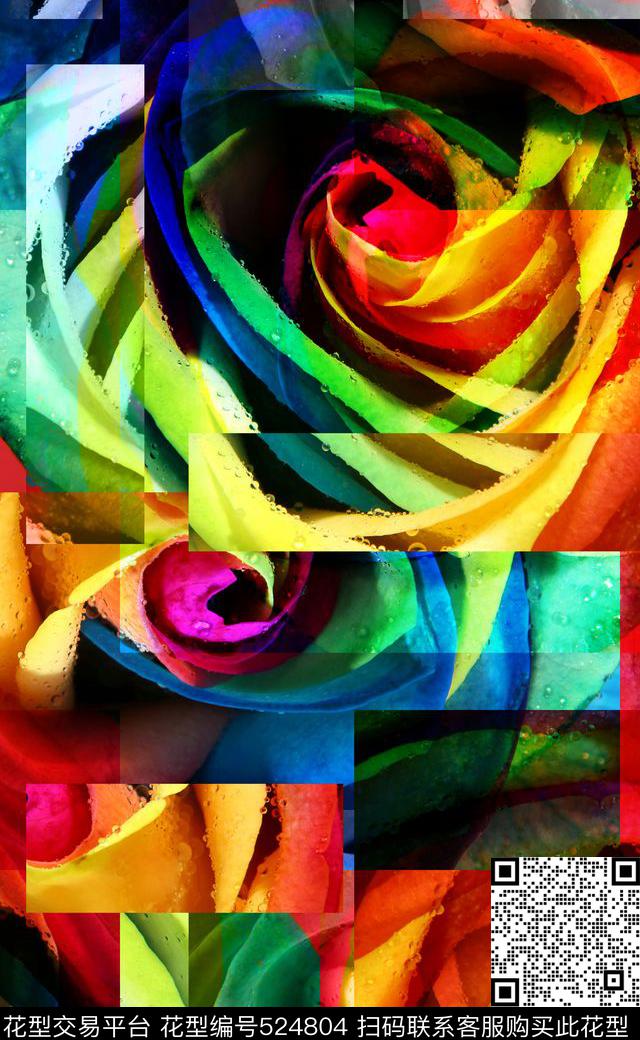 油画风格数码印花几何抽象数码印花华亿平台下载（图片编号: 524804） - 瓦栏（Walan）