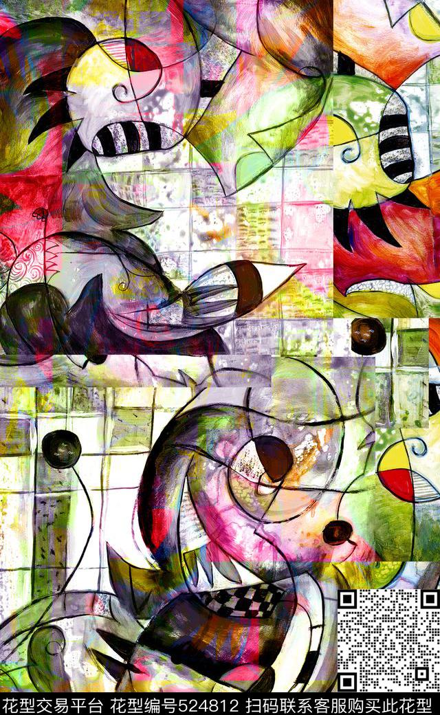 窗帘布油画风格数码印花数码印花华亿平台下载（图片编号: 524812） - 瓦栏（Walan）