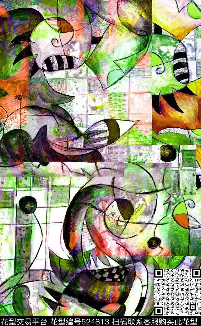 窗帘布油画风格数码印花数码印花华亿平台下载（图片编号: 524813） - 瓦栏（Walan）