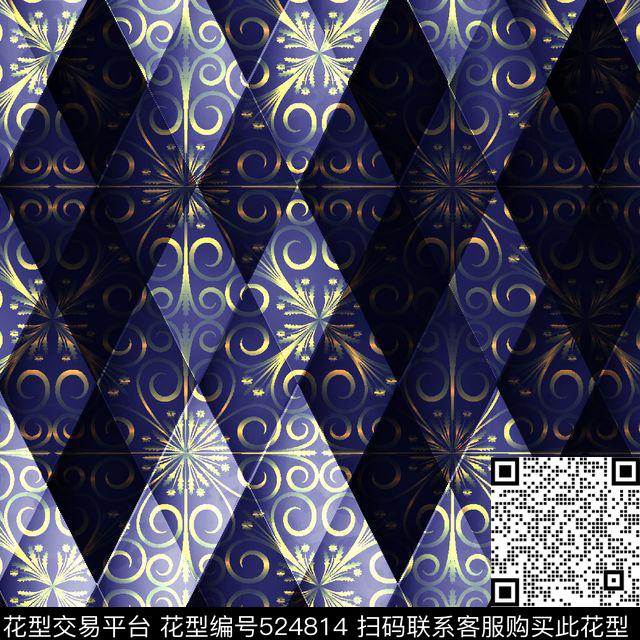抽象渐变几何图型高贵欧式宫廷纹数码印花华亿平台下载（图片编号: 524814） - 瓦栏（Walan）