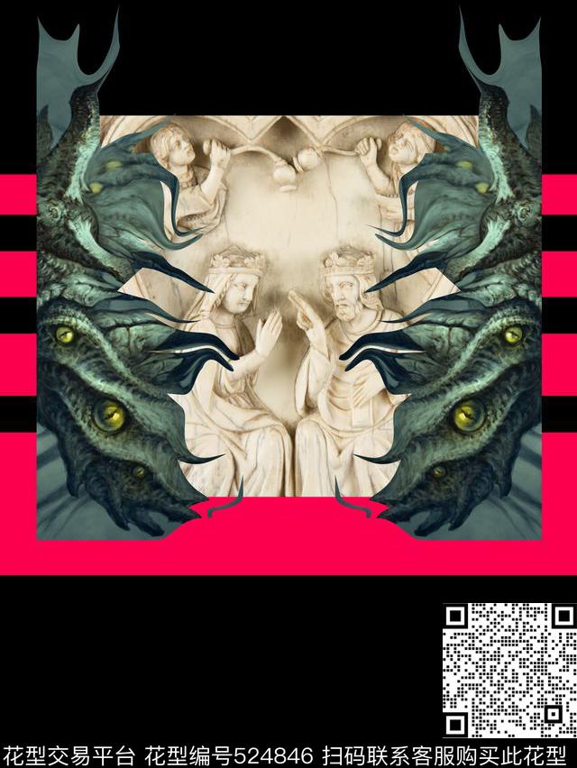 t恤华亿平台潮流雕像数码印花华亿平台下载（图片编号: 524846） - 瓦栏（Walan）