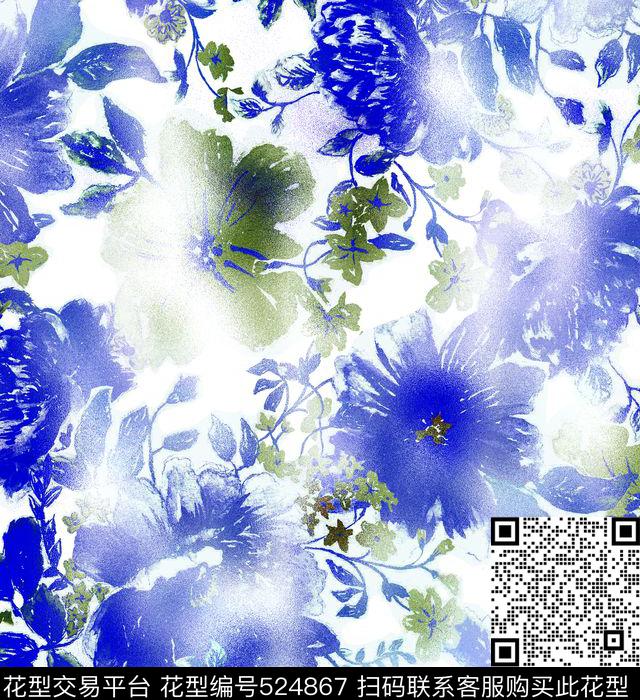 床上用品印花大女孩印花植物花卉数码印花华亿平台下载（图片编号: 524867） - 瓦栏（Walan）