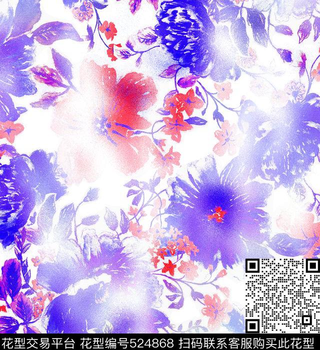 床上用品印花大女孩印花植物花卉数码印花华亿平台下载（图片编号: 524868） - 瓦栏（Walan）