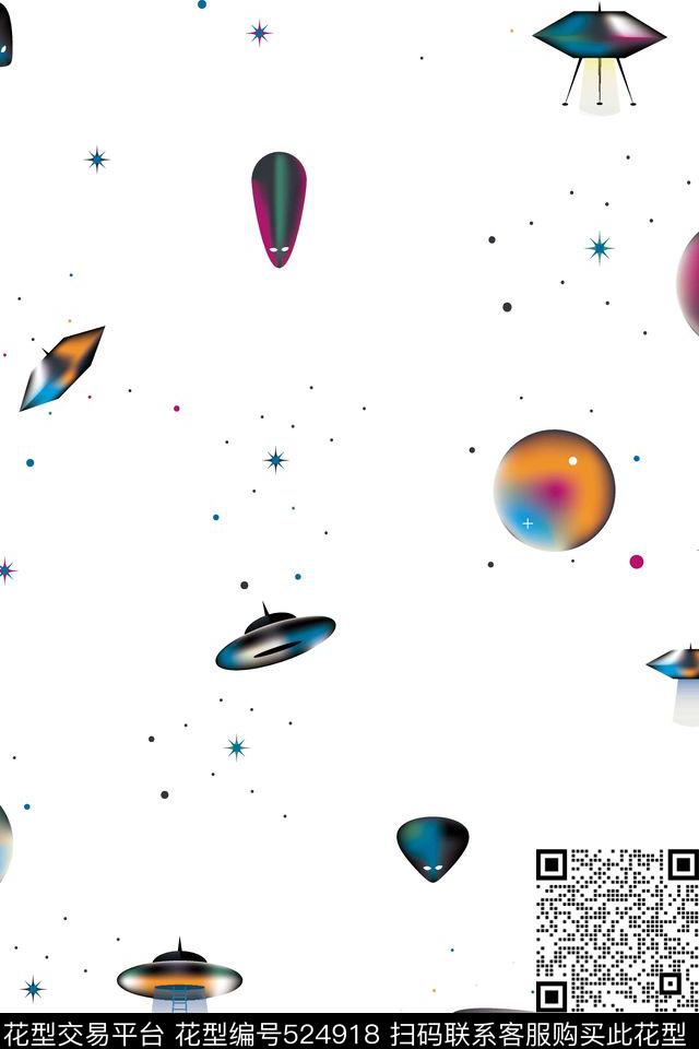 流行时尚抽象卡通数码印花华亿平台下载（图片编号: 524918） - 瓦栏（Walan）