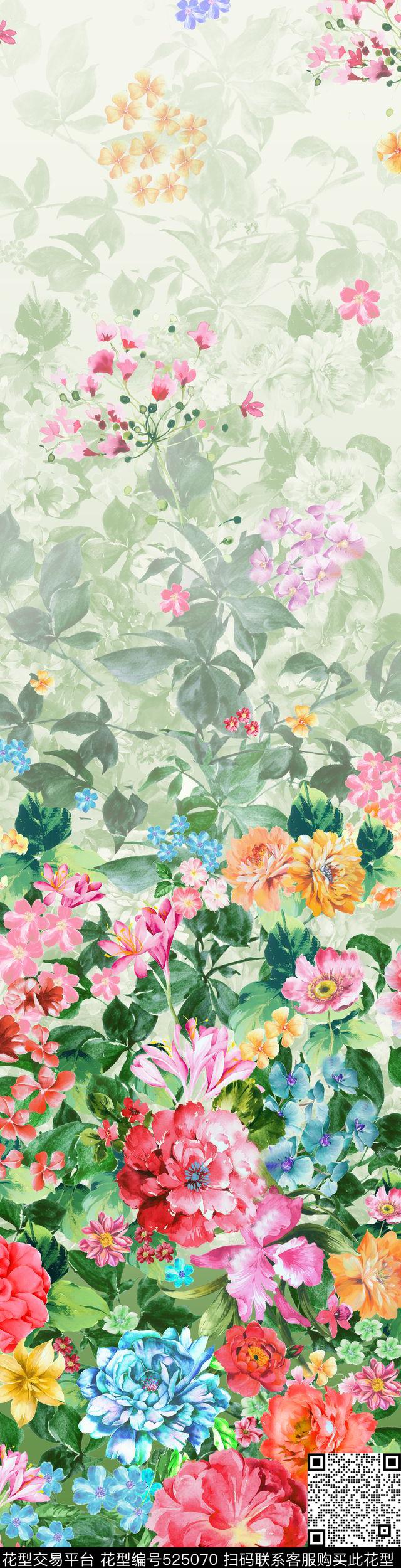 花朵大花靓丽数码印花华亿平台下载（图片编号: 525070） - 瓦栏（Walan）