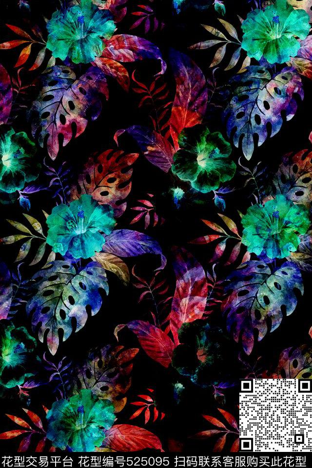抽象花花卉数码印花数码印花华亿平台下载（图片编号: 525095） - 瓦栏（Walan）
