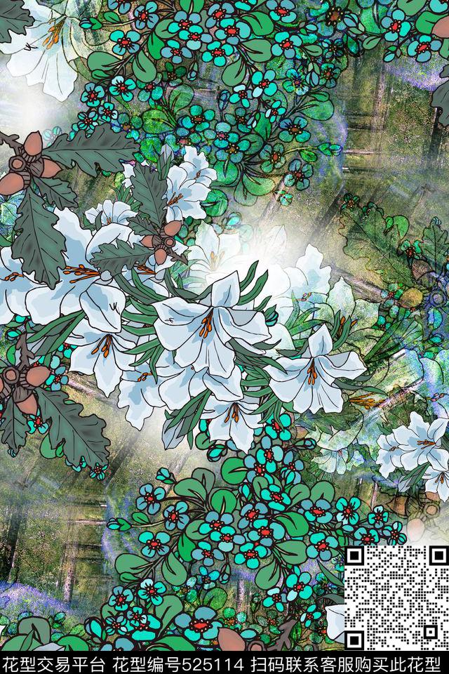 花卉风景民族风数码印花华亿平台下载（图片编号: 525114） - 瓦栏（Walan）