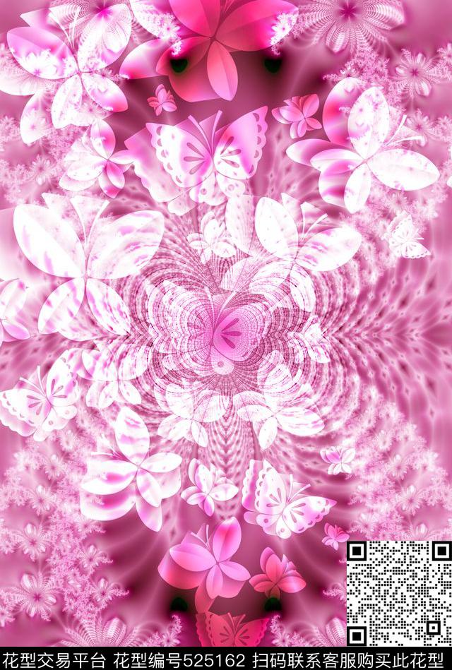 抽象幻彩数码清爽印花梦蝶欧美数码印花华亿平台下载（图片编号: 525162） - 瓦栏（Walan）