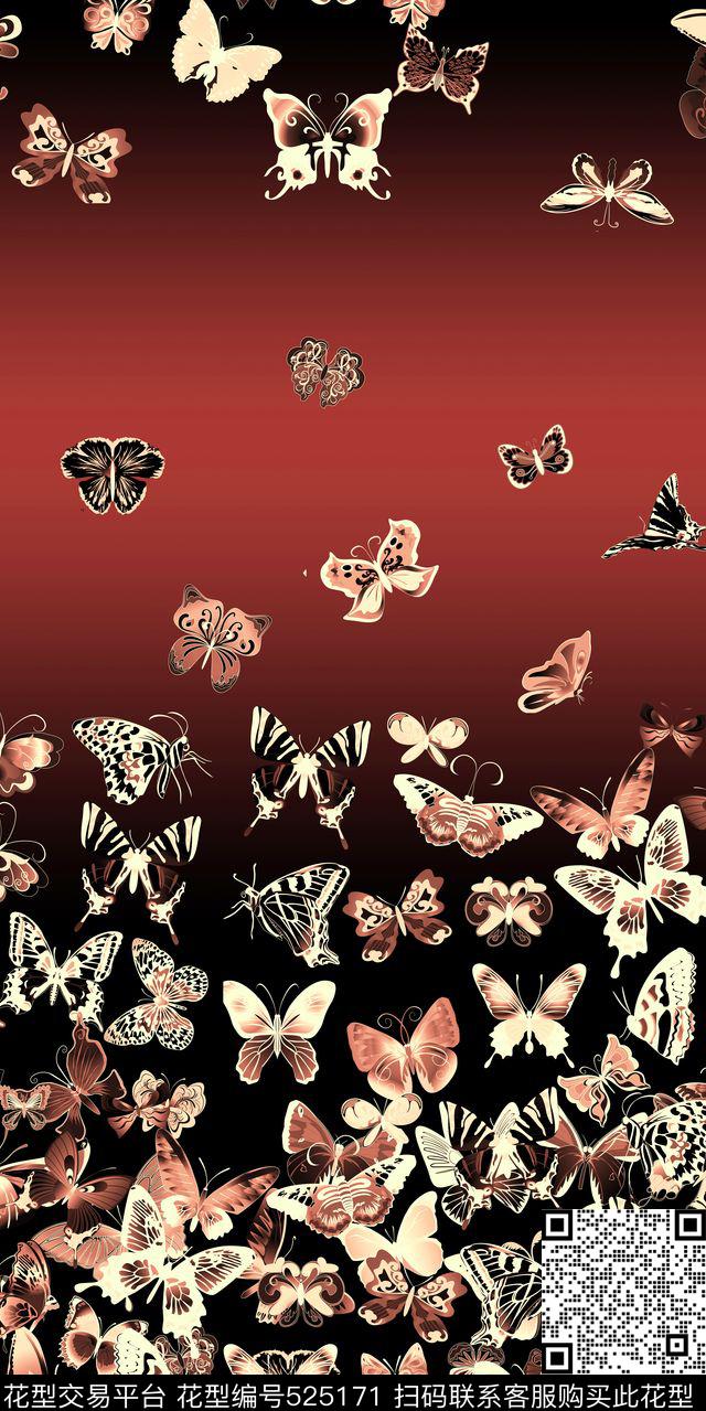 定位水墨渐变数码印花华亿平台下载（图片编号: 525171） - 瓦栏（Walan）