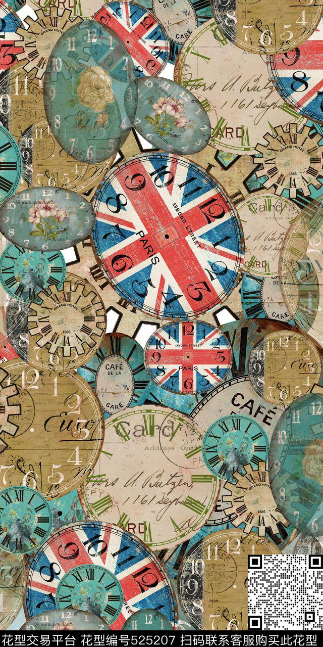 复古钟表表面数码印花华亿平台下载（图片编号: 525207） - 瓦栏（Walan）