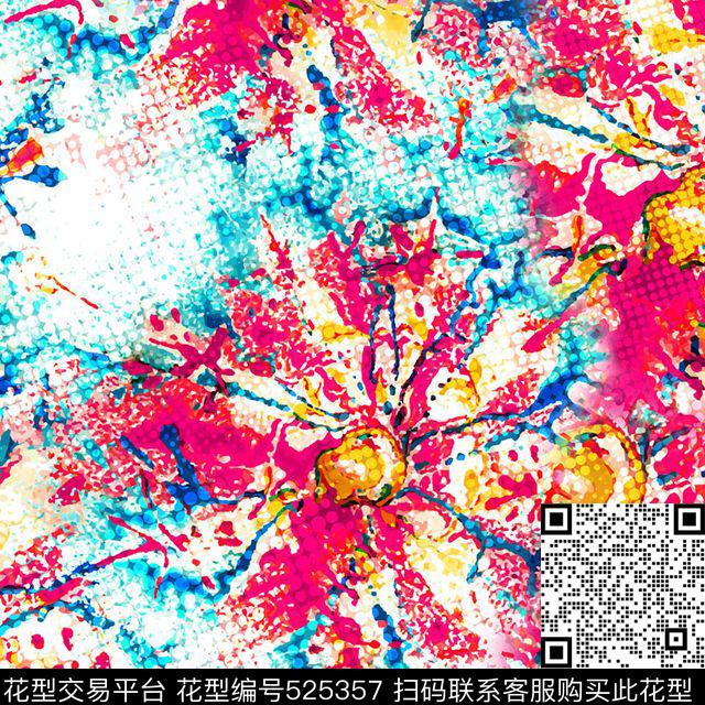 水彩几何手绘数码印花华亿平台下载（图片编号: 525357） - 瓦栏（Walan）