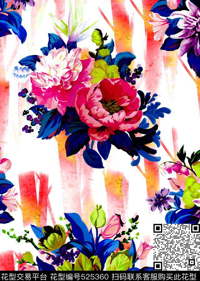 朦胧水墨时尚数码印花华亿平台下载（图片编号: 525360） - 瓦栏（Walan）