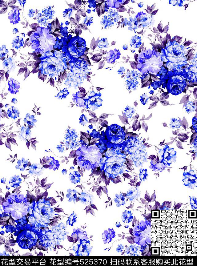 花卉女装油画数码印花华亿平台下载（图片编号: 525370） - 瓦栏（Walan）