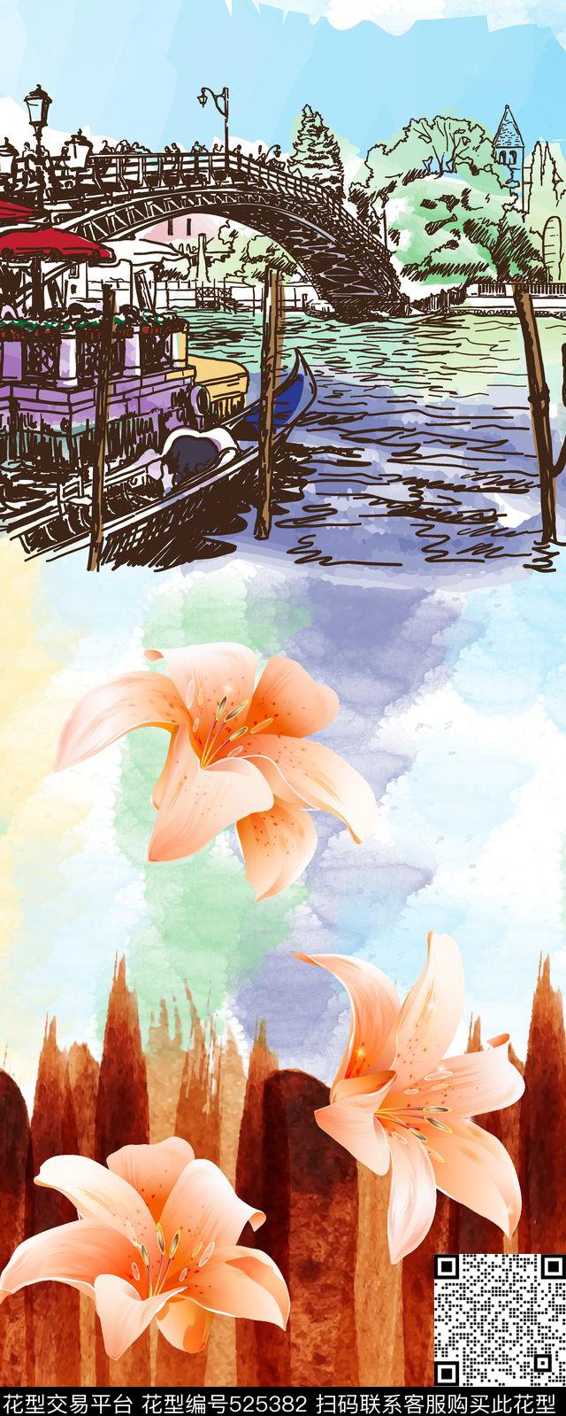 抽像芦苇现代城市街景数码印花华亿平台下载（图片编号: 525382） - 瓦栏（Walan）