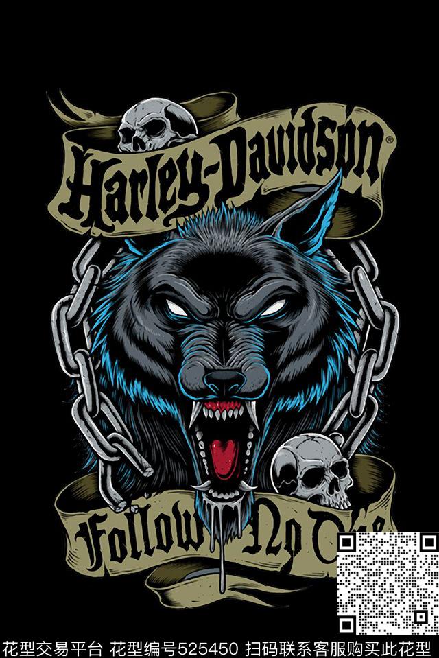 动物头骨锁链数码印花华亿平台下载（图片编号: 525450） - 瓦栏（Walan）